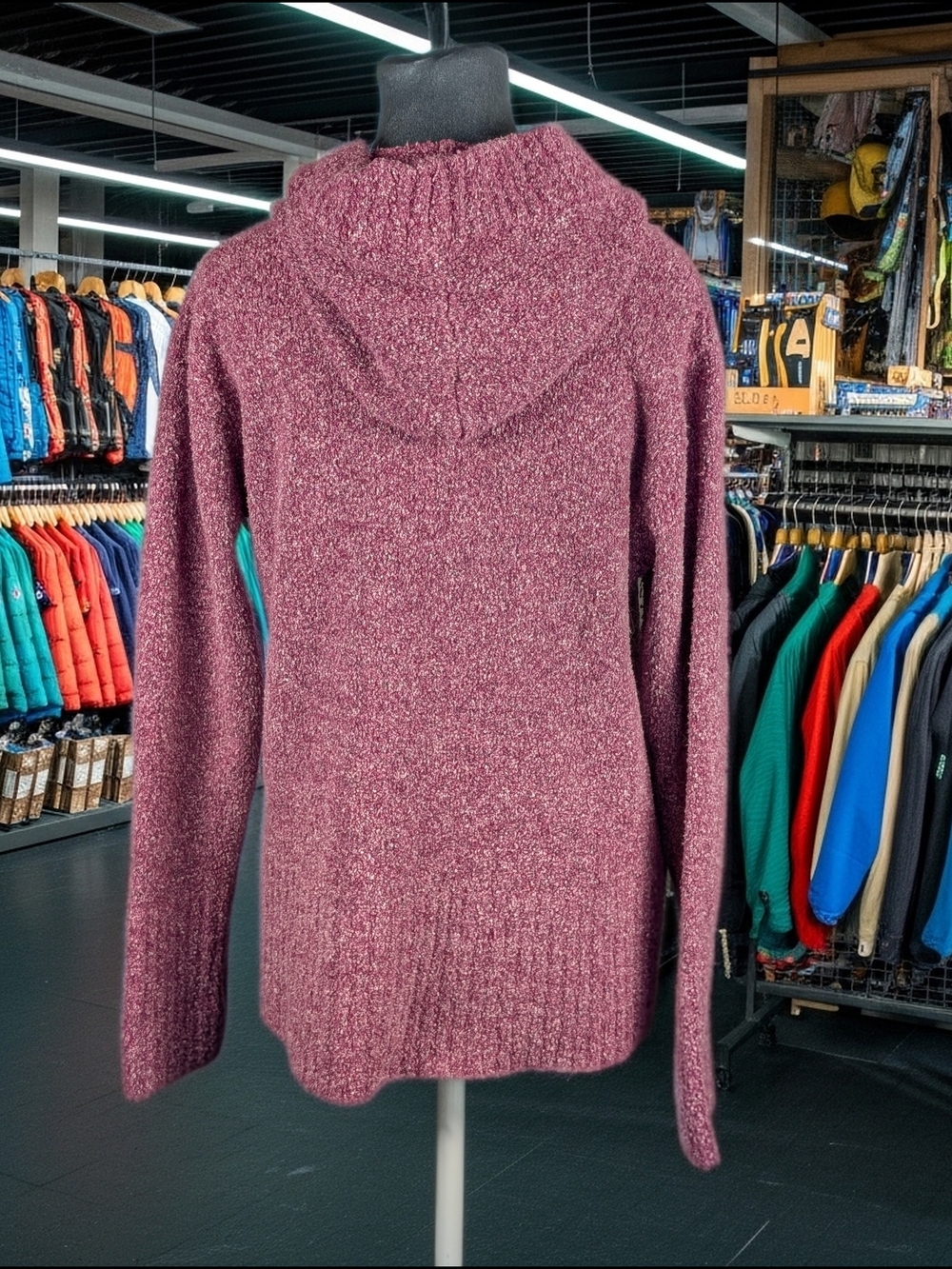 Columbia Purple Knit Hooded Pullover Chunky  Sweater Long Sleeve Women's L - Picture 3 of 8